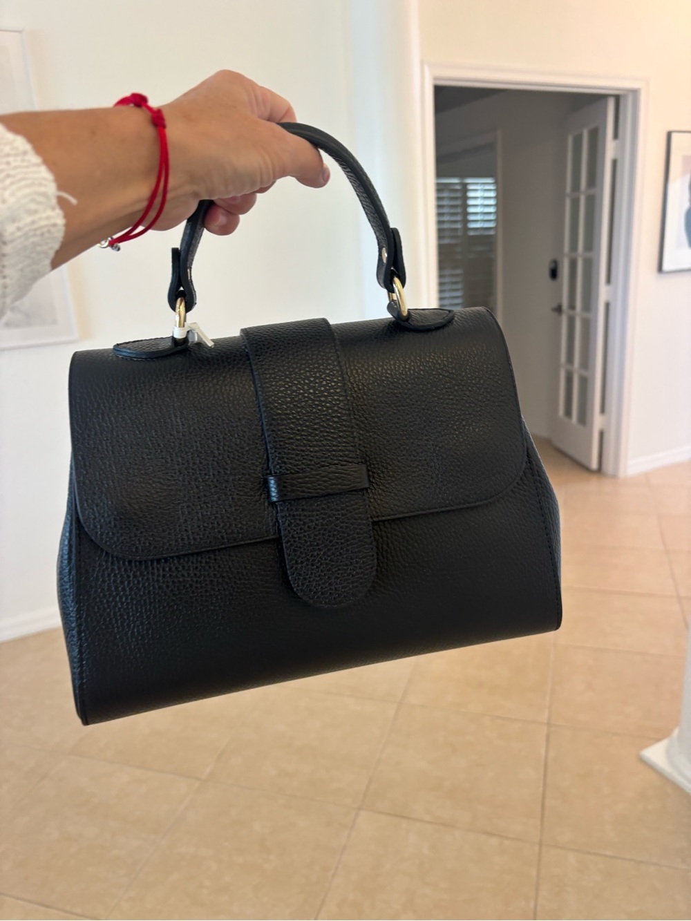 Classic Black Top-Handle Leather Satchel - Women